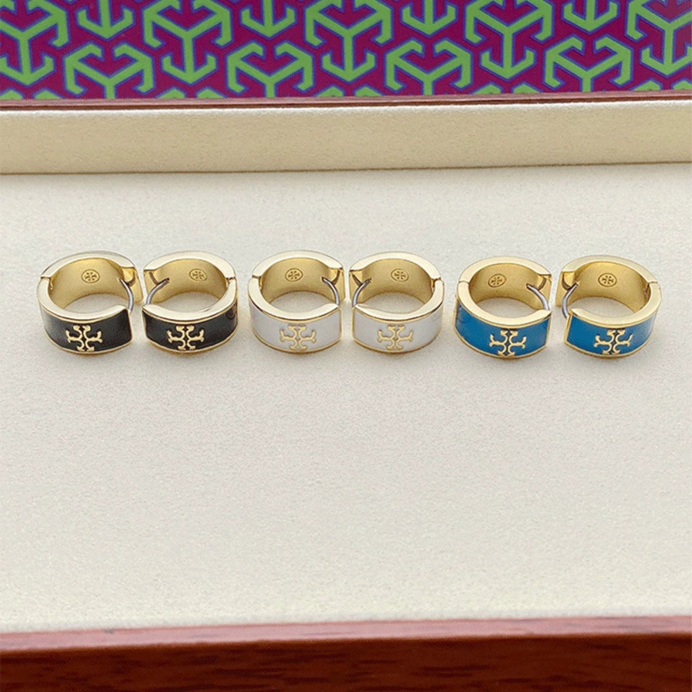 Tory Burch Geometric Enamel Letter Earrings